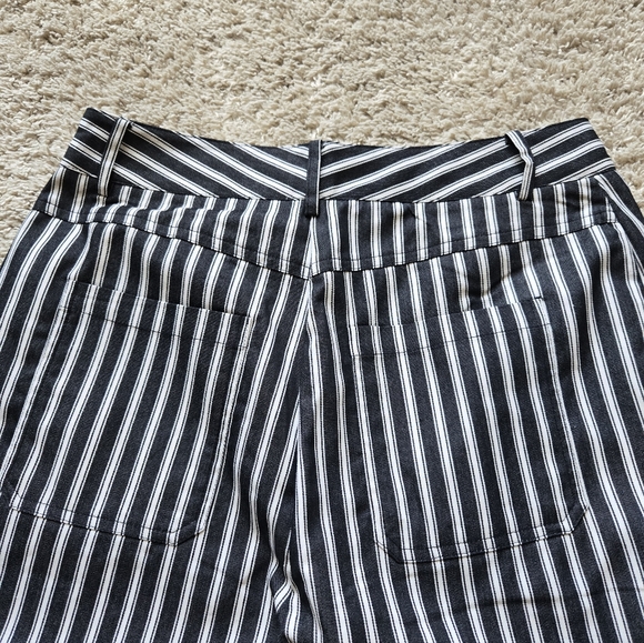 Commense Wide Leg Pants Womens M Gray White Stipe Boho - Picture 4 of 10